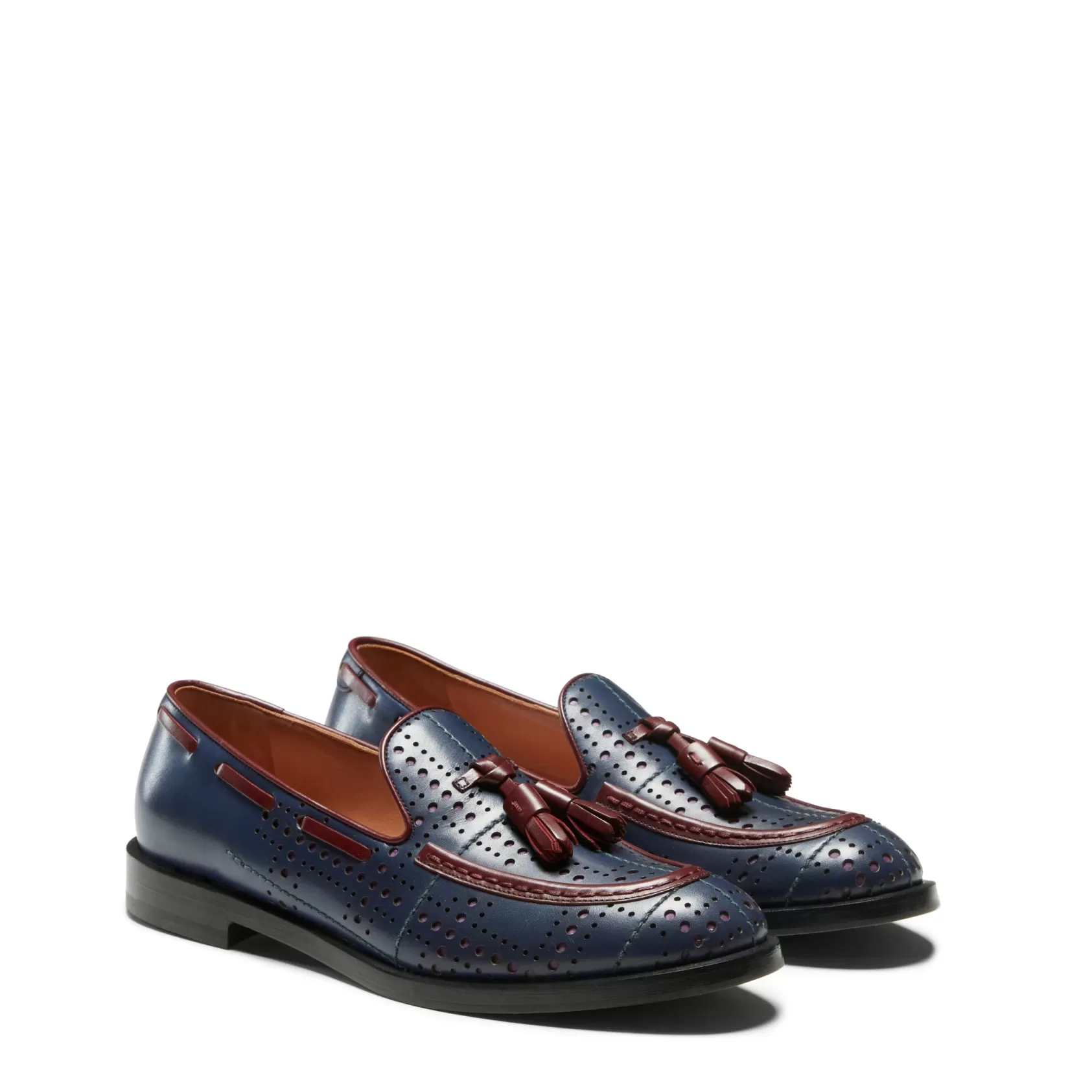 Fratelli Rossetti Almond-coloured leather Tartan Brera loafer | Navy Outlet