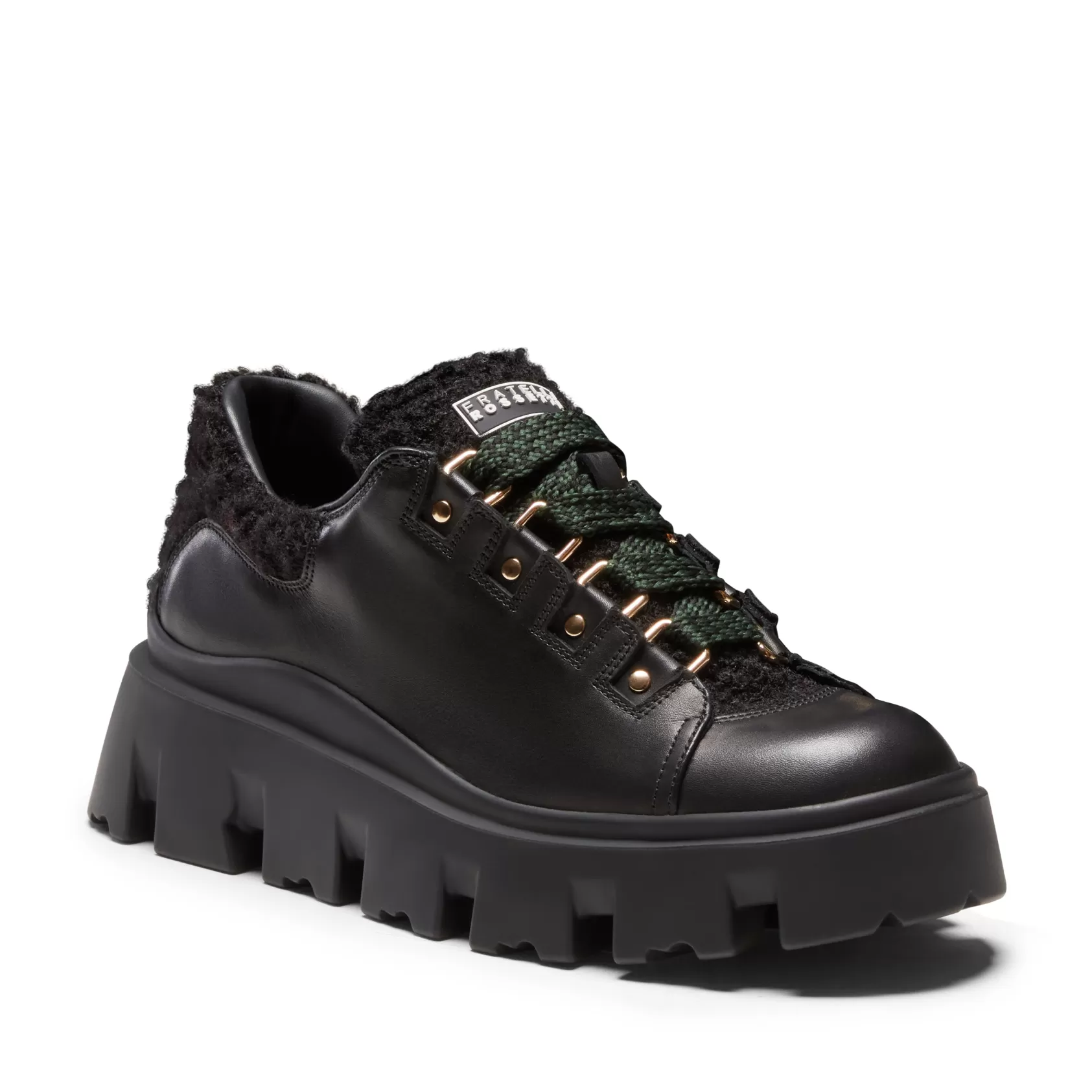 Fratelli Rossetti Black leather and fabric lace-up shoe | Nero New