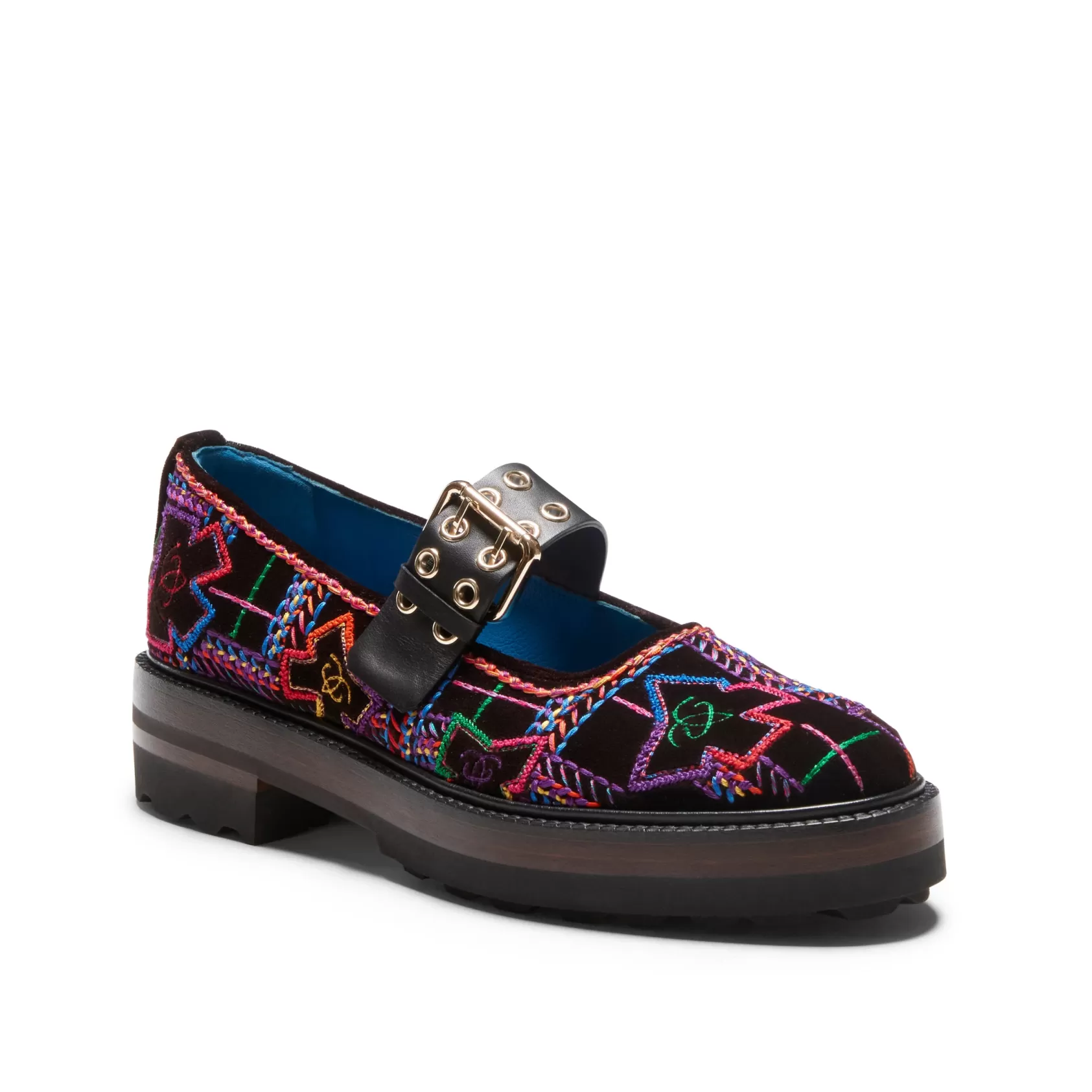 Fratelli Rossetti Brera Special Embroidery ballet flat in multi-coloured velvet | Ebano New