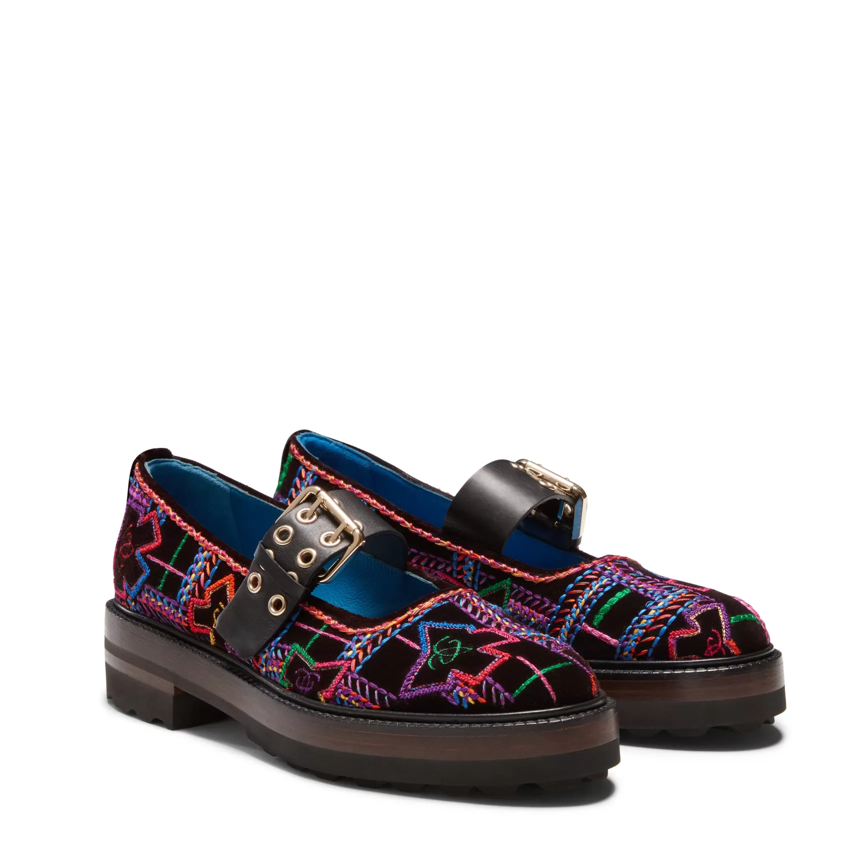 Fratelli Rossetti Brera Special Embroidery ballet flat in multi-coloured velvet | Ebano New