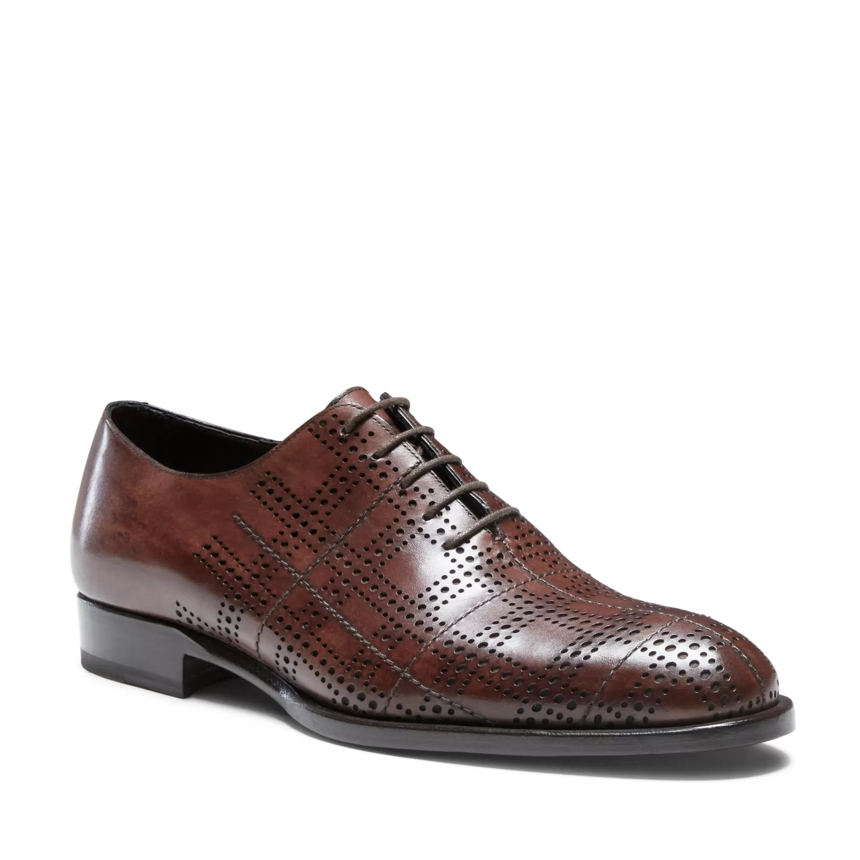 Fratelli Rossetti Brown leather Tartan Oxford shoe | Marronescuro Clearance