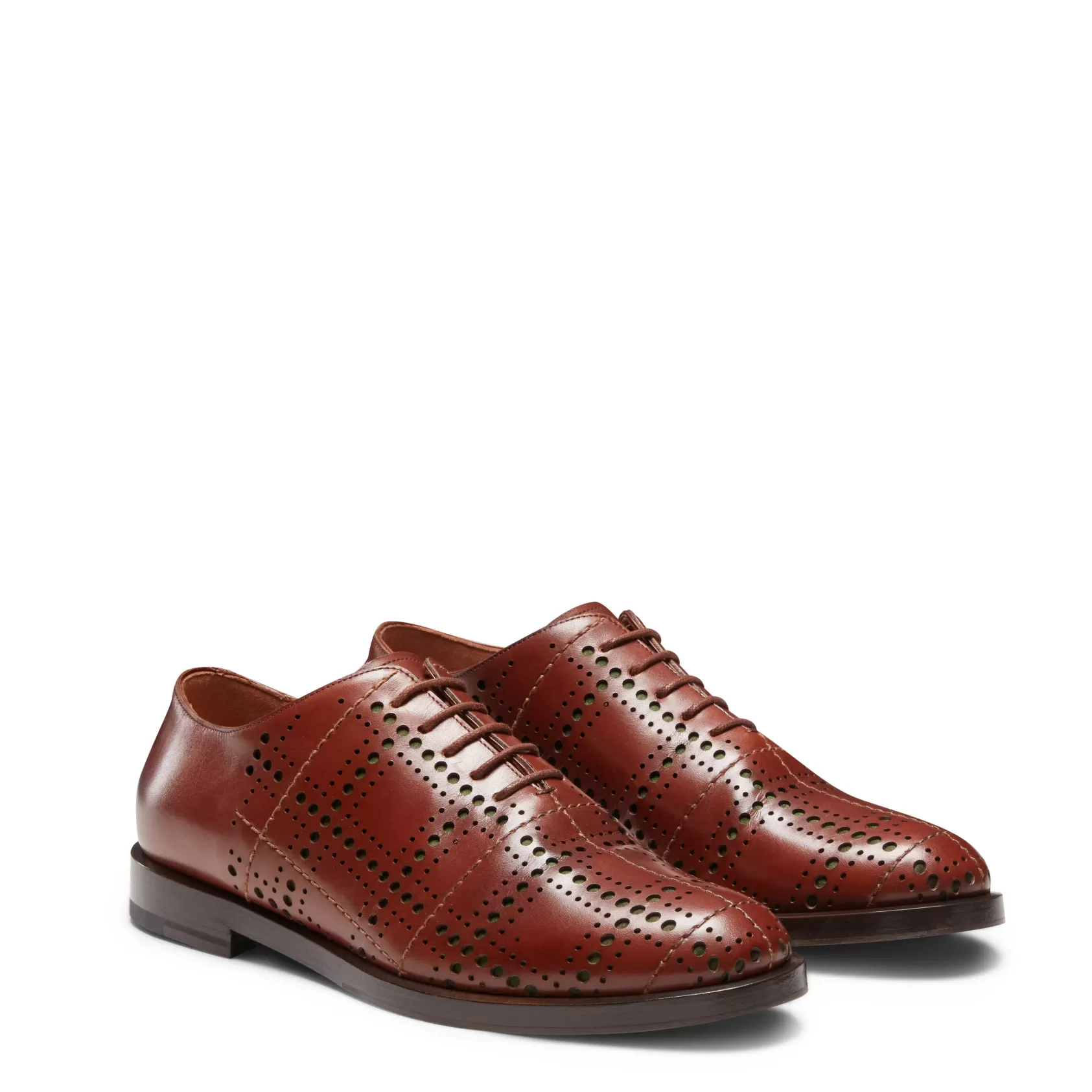 Fratelli Rossetti Mahogany leather Tartan Oxford shoe | Mandorla Discount