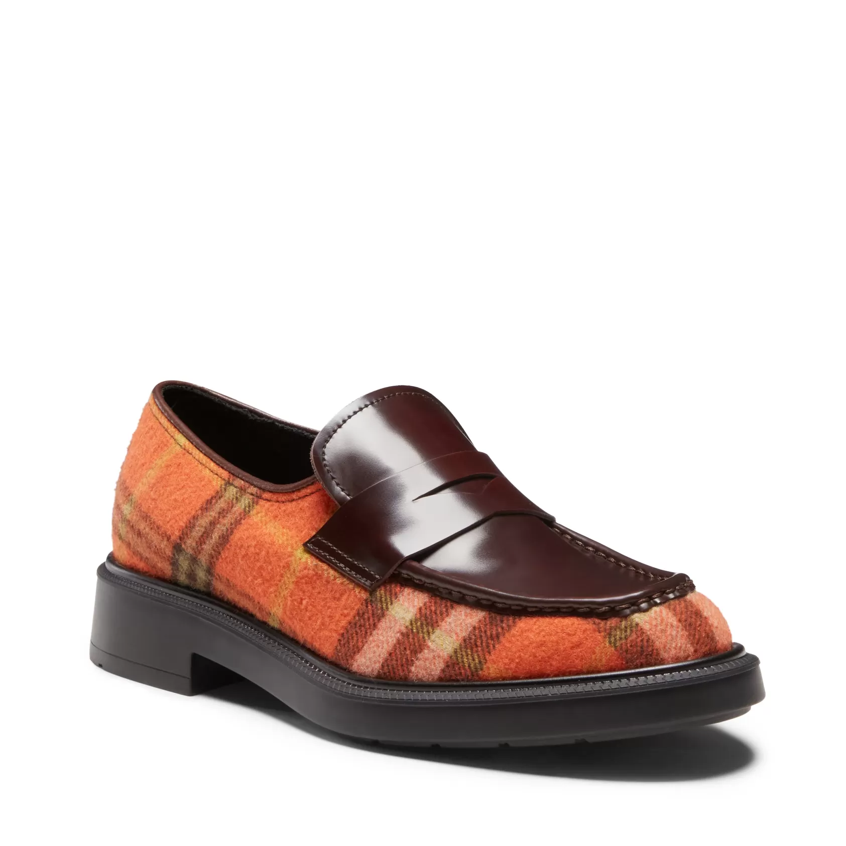 Fratelli Rossetti Orange Tartan fabric loafer | Arancio Online