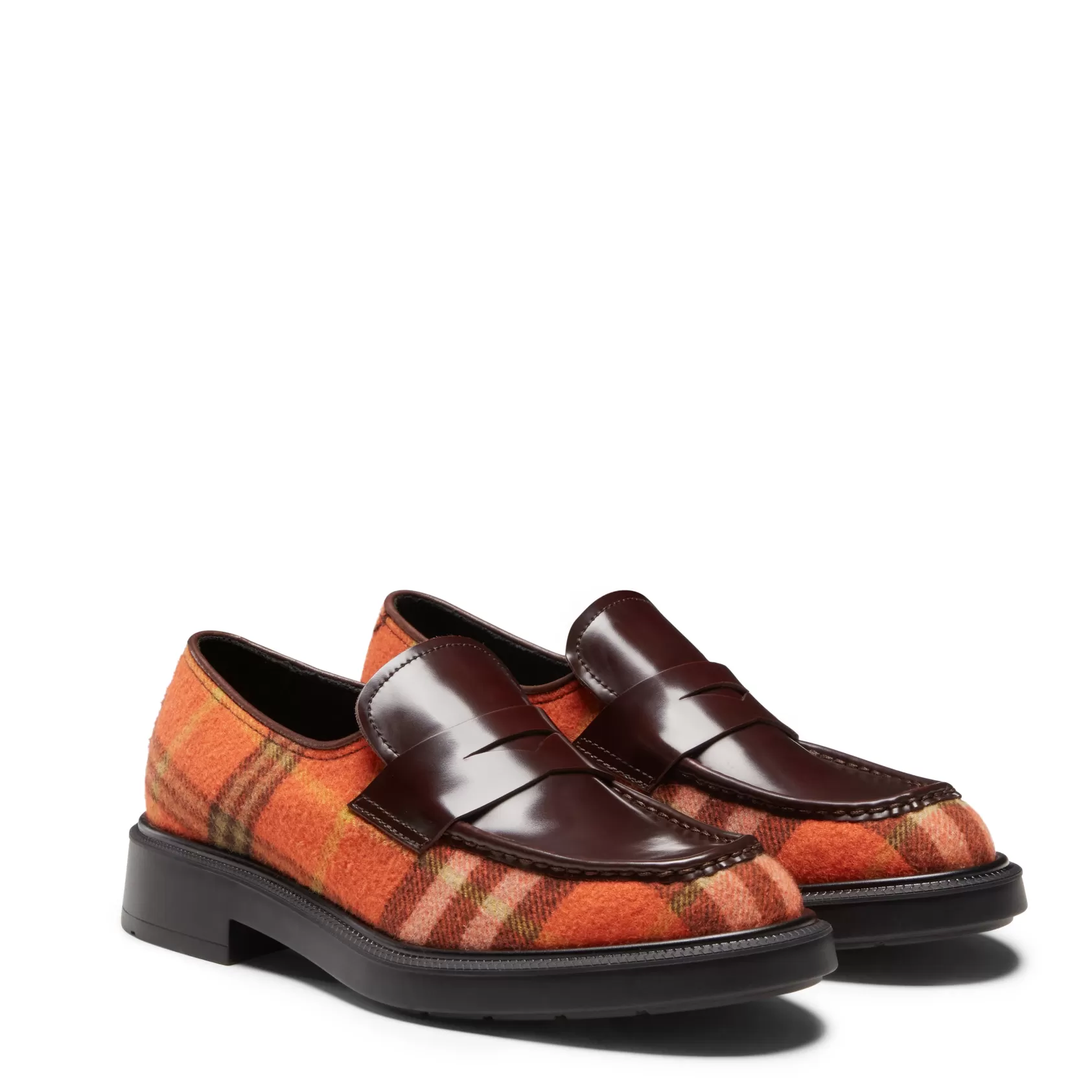 Fratelli Rossetti Orange Tartan fabric loafer | Arancio Online