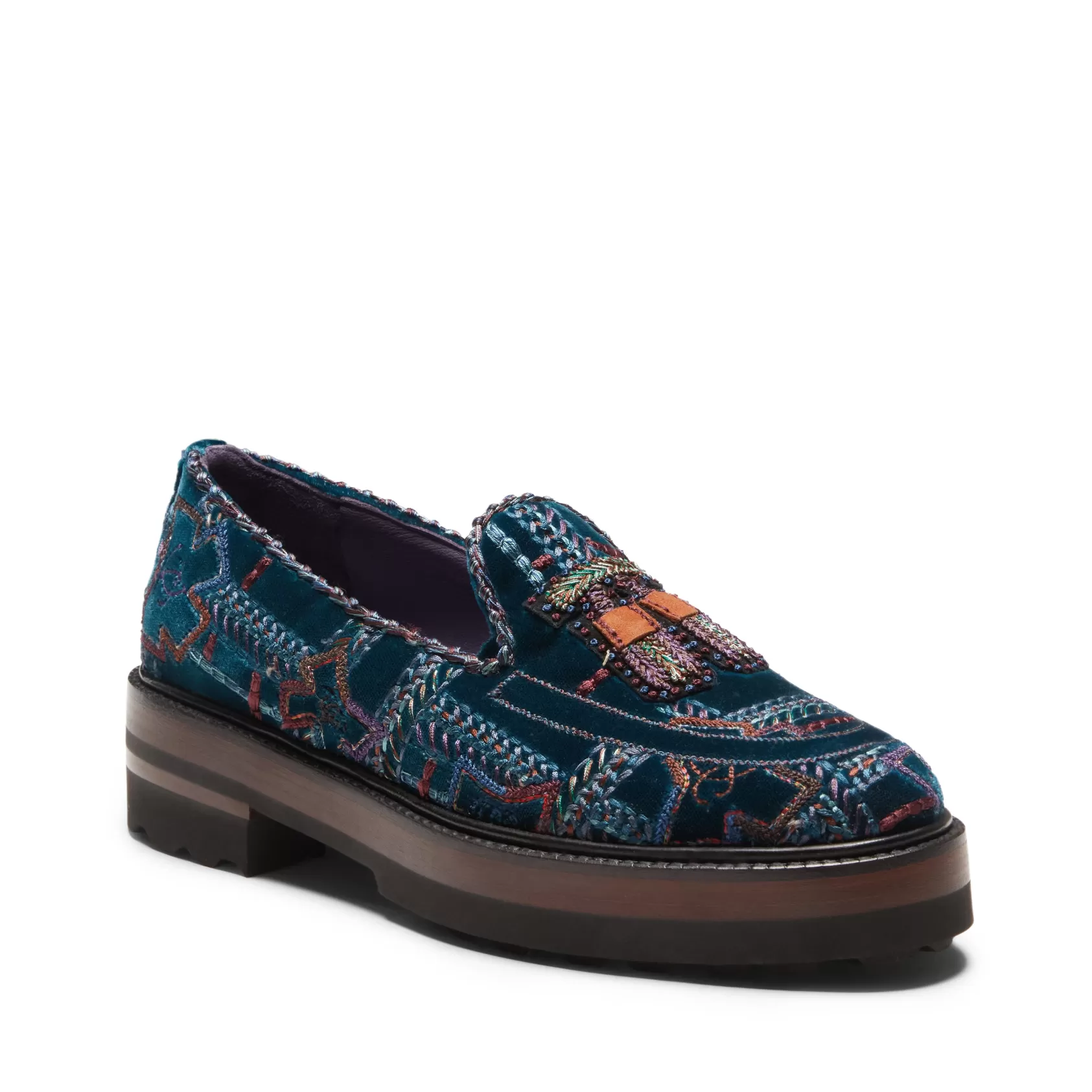 Fratelli Rossetti Special Embroidery Brera loafer in multi-coloured velvet | Petrolio Cheap