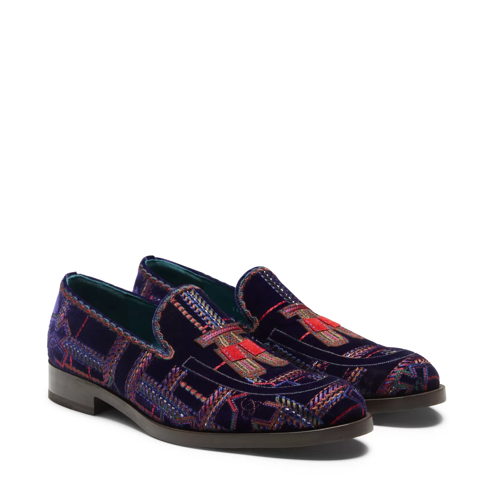 Fratelli Rossetti Special Embroidery Brera loafer in multi-coloured velvet | Ametista Clearance