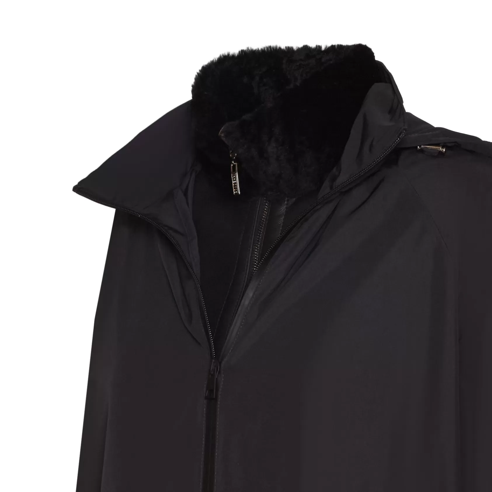 Fratelli Rossetti Women's black reversible nylon and shearling combined coat | Nero Sale