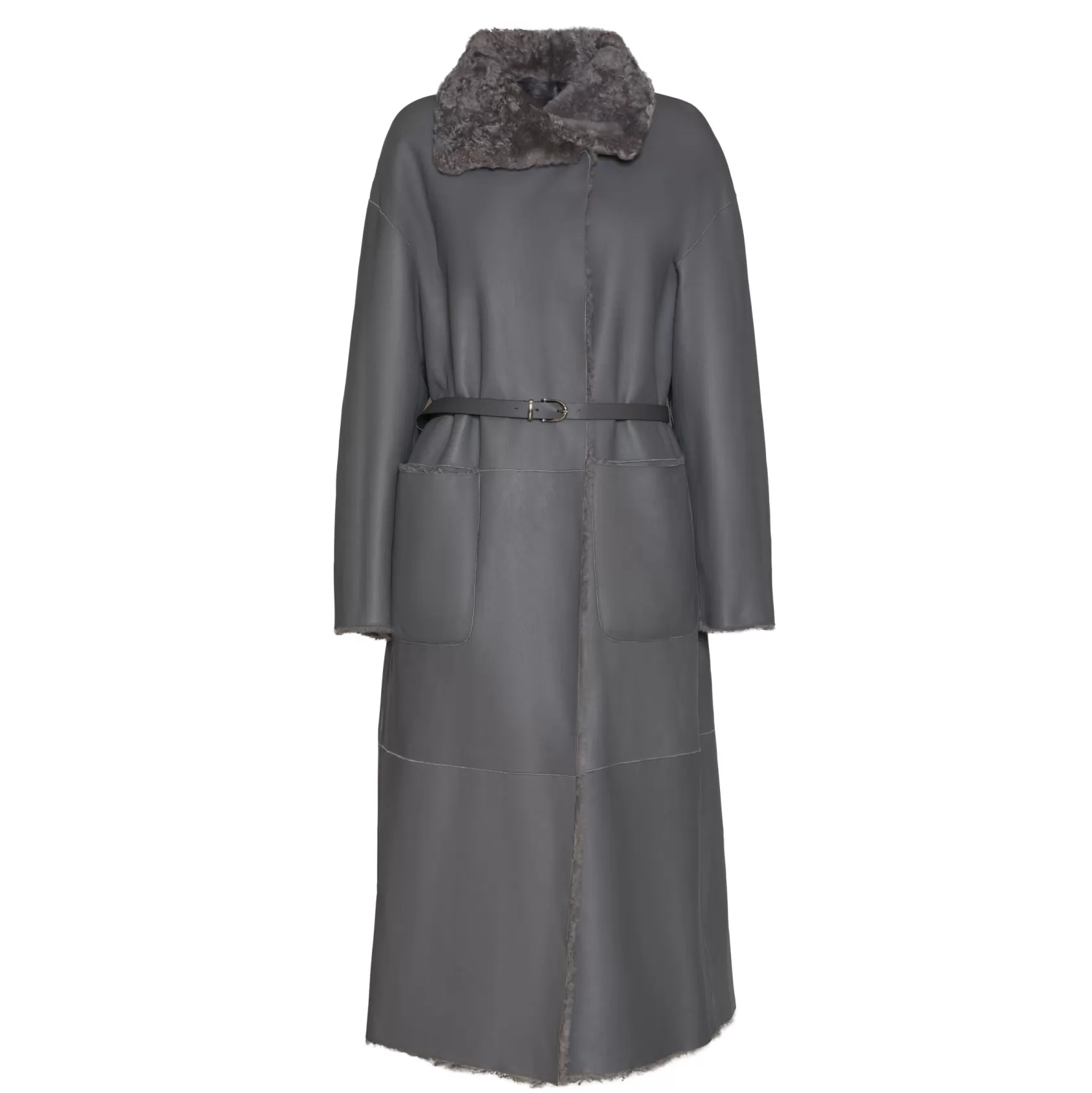 Fratelli Rossetti Women’s grey shearling coat | Pietra Store