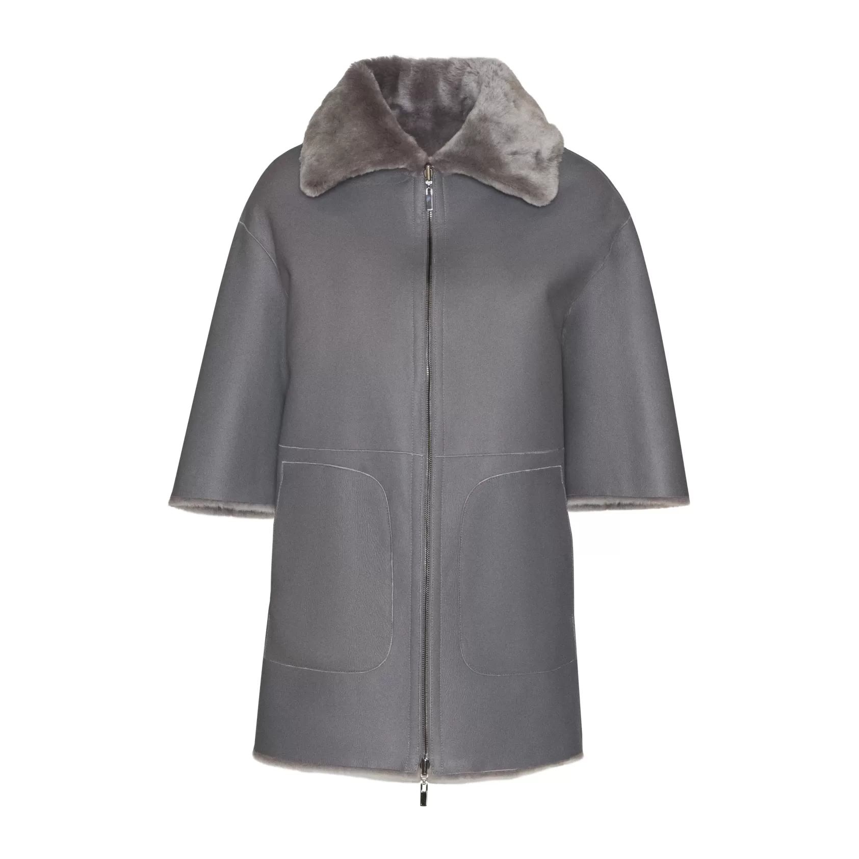 Fratelli Rossetti Women’s grey shearling jacket | Pietra Flash Sale