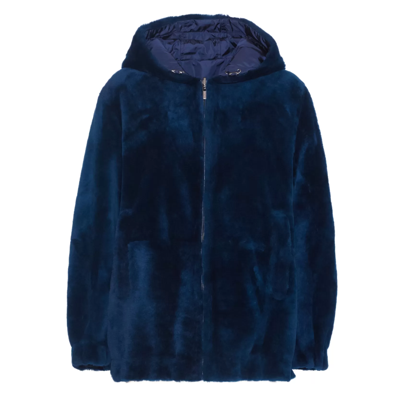 Fratelli Rossetti Women's reversible blue shearling bomber jacket | Cobalto Hot